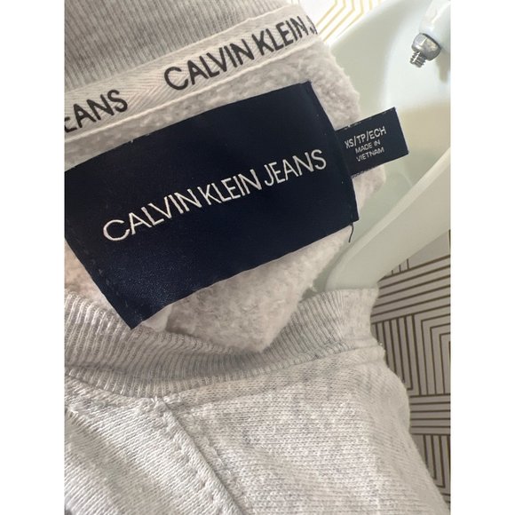 Calvin Klein Jeans Light Grey Heather Logo XS Sweatshirt - Picture 9 of 11